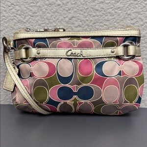 Coach Gold and Multicolor Pattern Wristlet